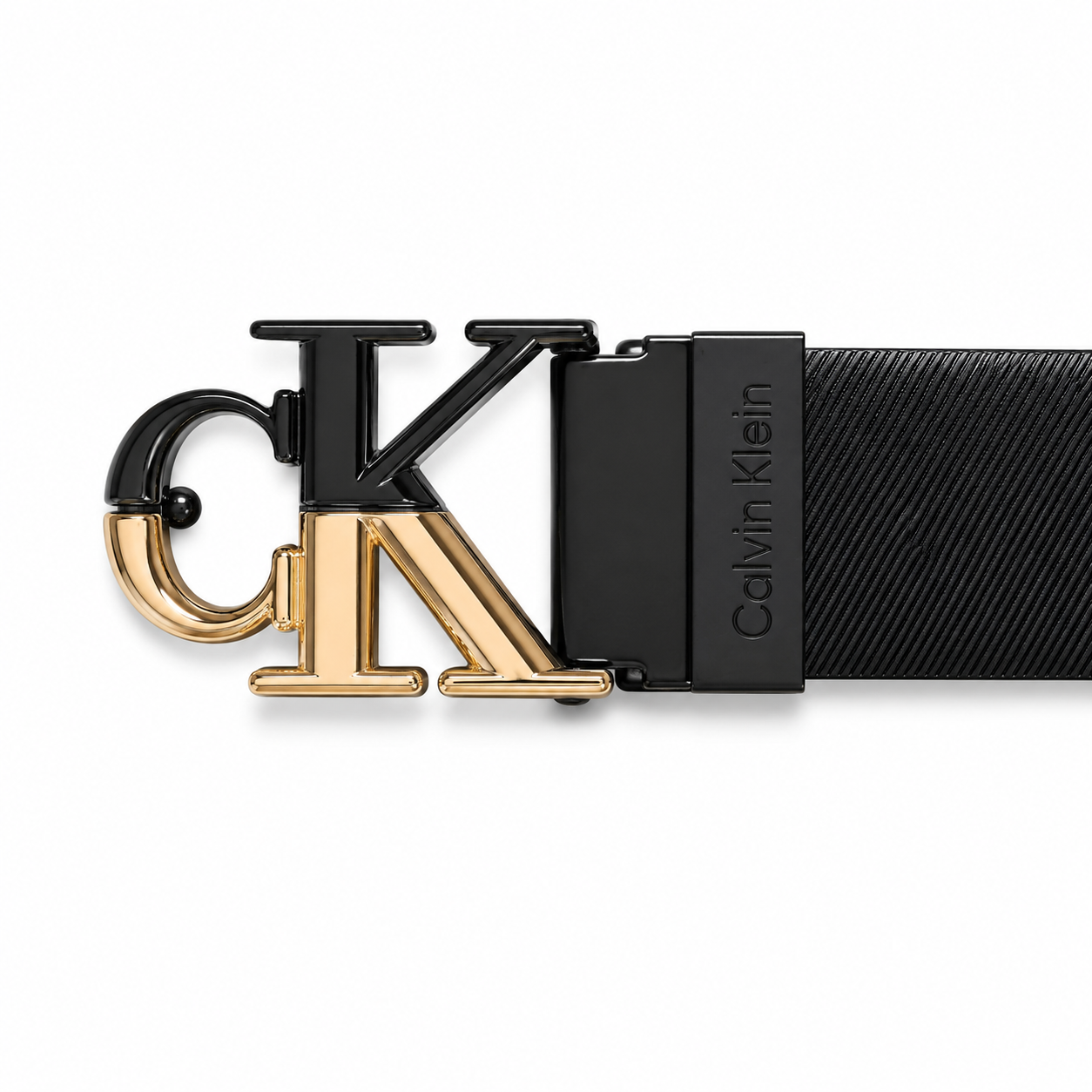 Calvin Klein Black & Gold Buckle Reversible-Style Belt | Black & Brown Genuine Leather