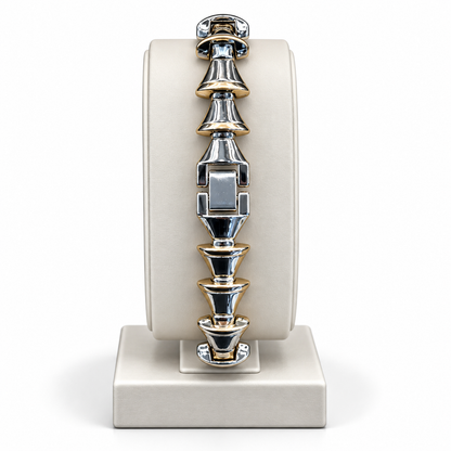 Bvlgari Silver-Rose Gold Crystal Dial Statement Watch