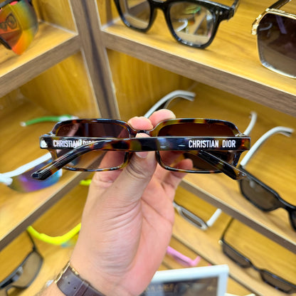 Dior 2545 Brown Leopard Print Rectangle Trending Premium Sunglasses