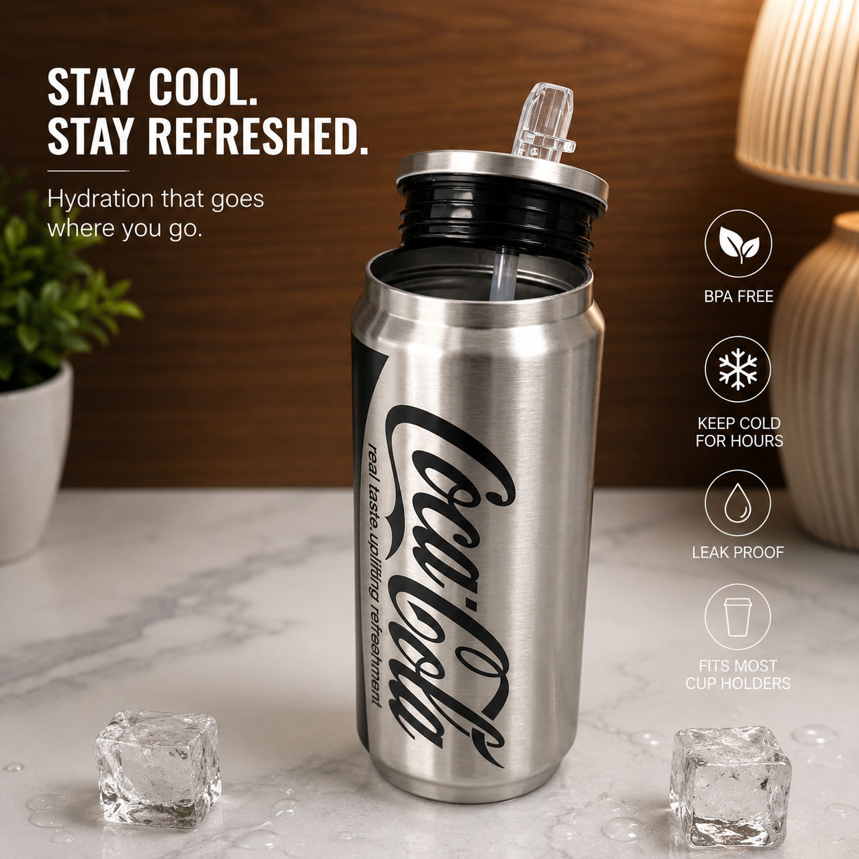 Coco Cola Or Sprite Hot and Cold Steeliness Steel Sipper Bottle