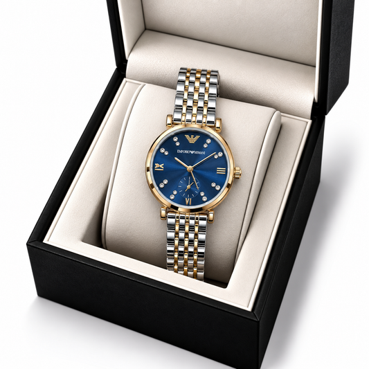 Emporia Armani Blue Dial Two-Tone Chronograph Style Watch