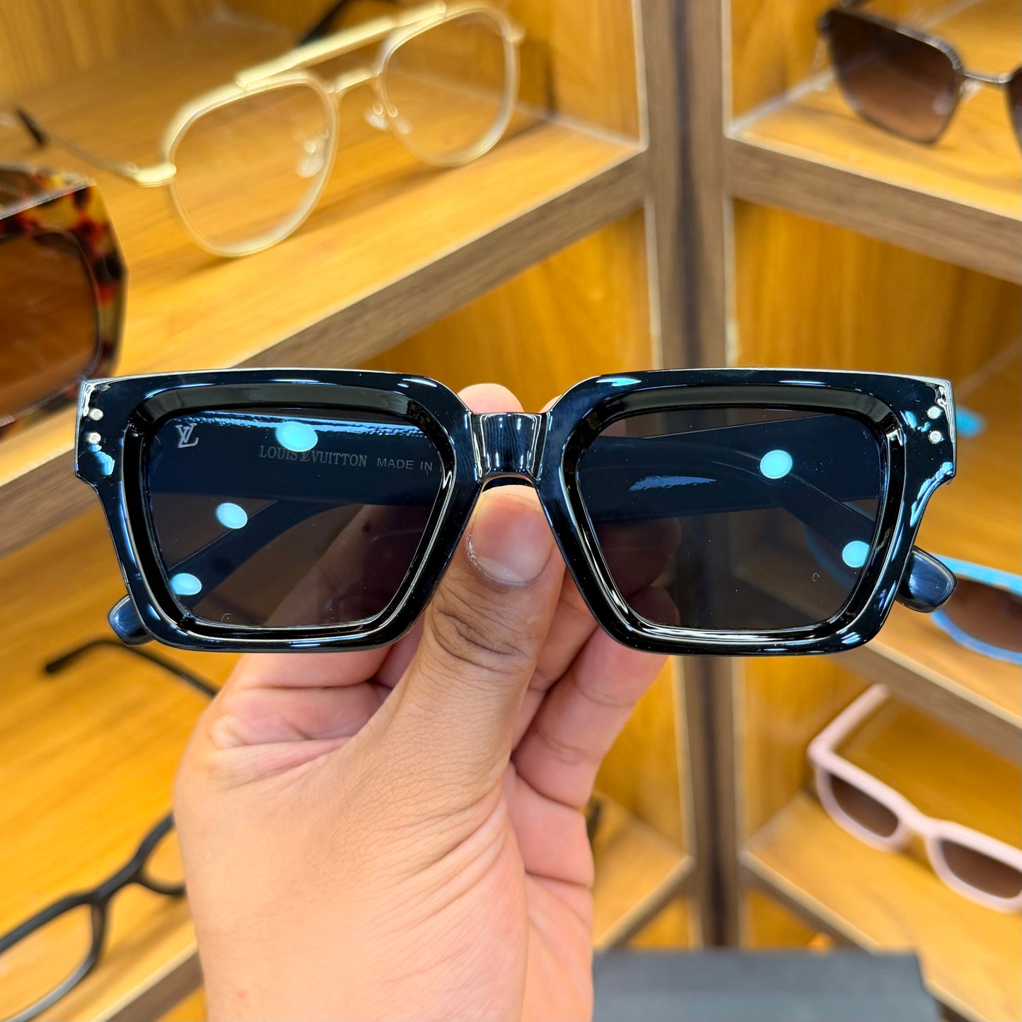LV F35104 black rectangle Premium Sunglasses