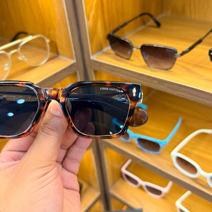 LV KZ1139 Leopard Brwon Rectangle Premium Sunglasses