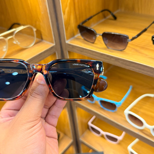 LV KZ1139 Leopard Brwon Rectangle Premium Sunglasses
