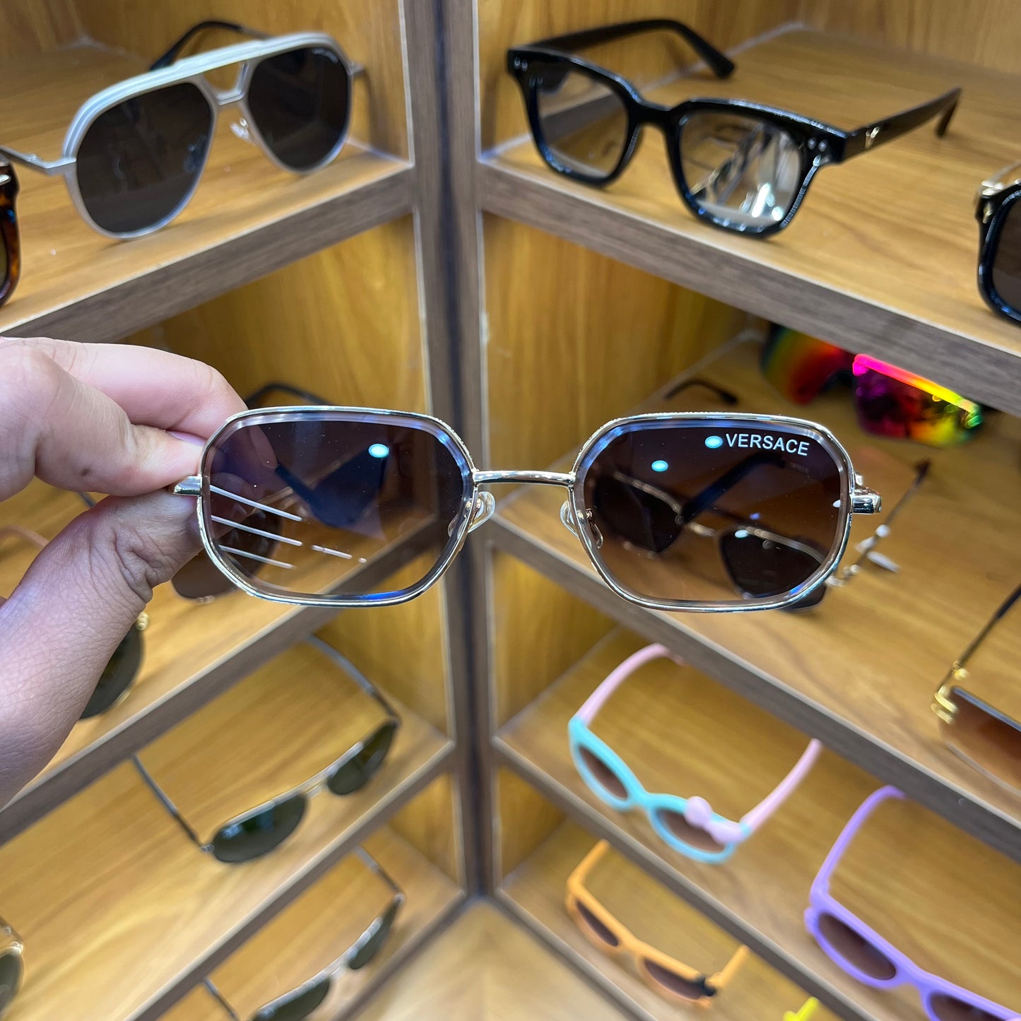 Varsace VE8066 Brown Shade Metal Frame Luxury Sunglass