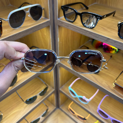 Varsace VE8066 Brown Shade Metal Frame Luxury Sunglass