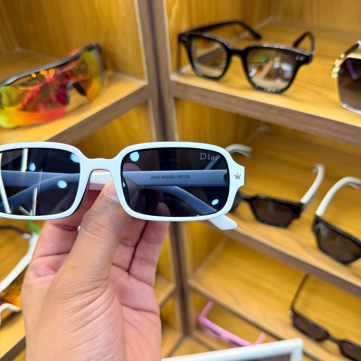 Dior 2545 White Rectangle Trending Premium Sunglasses