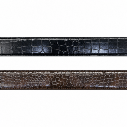 Coach Premium Reversible C-Buckle Crocodile Texture Belt – Black & Brown