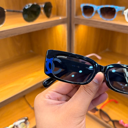 CHANEL Black Rectangle Stylish Trendy Premium Sunglasses