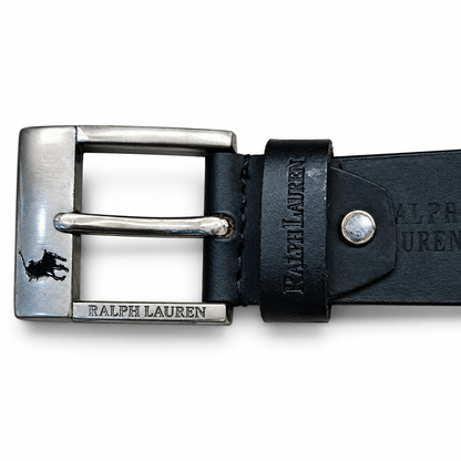 Ralph Lauren Classic Black Leather heavy Buckle Belt