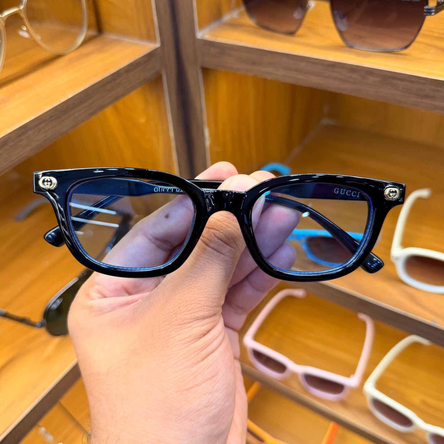 Gucci Black Stylish Transparent Frame Premium Sunglasses