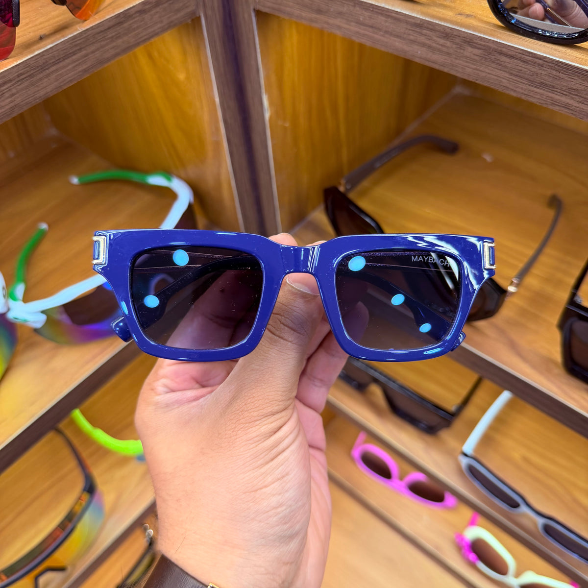 Maybach Blue Colour Square Premium Sunglasses