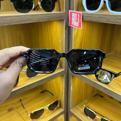 MOSCOT PJW7007 Rectangle Black Colour With Wooden Straps Premium Sunglasses