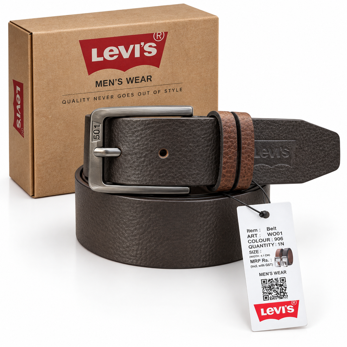 Levi’s Classic Textured Leather Belt – Dark Brown
