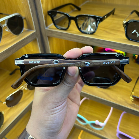MOSCOT PJW7007 Rectangle Black Colour With Wooden Straps Premium Sunglasses