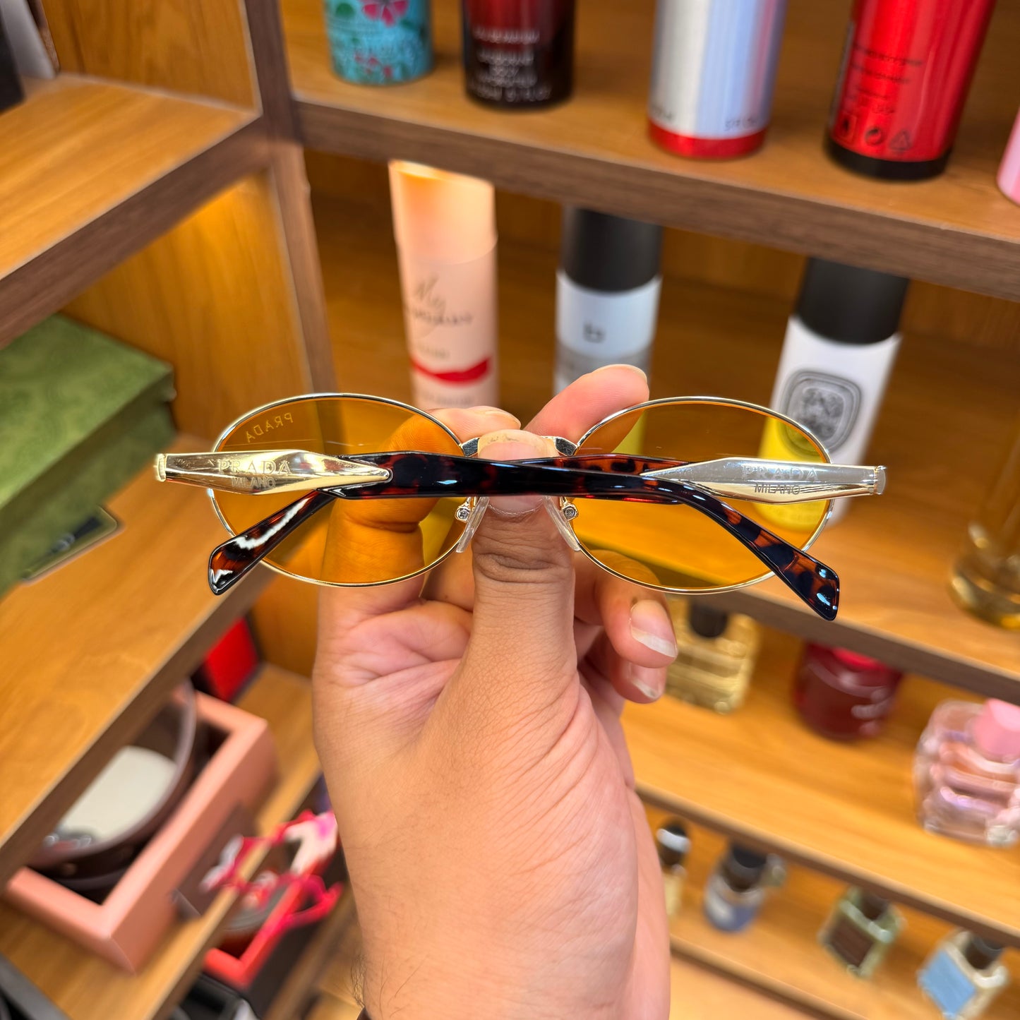 Prada Milano Oval Yellow Lens Premium Sunglass