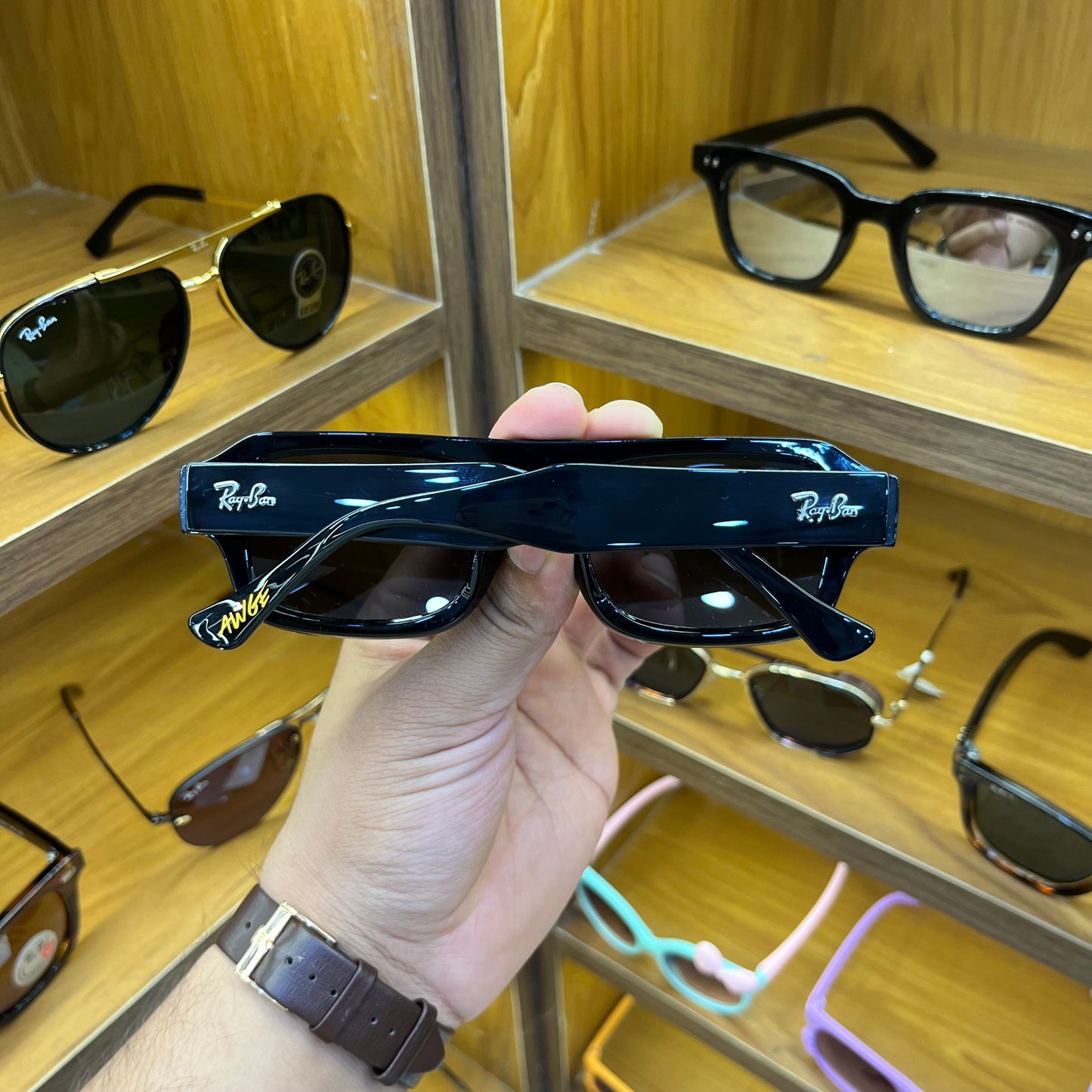 Ray-Ban Unisex UV Protected Rectangle Polarised Premium Sunglasses For Men’s & Women’s RB4454 - All Black