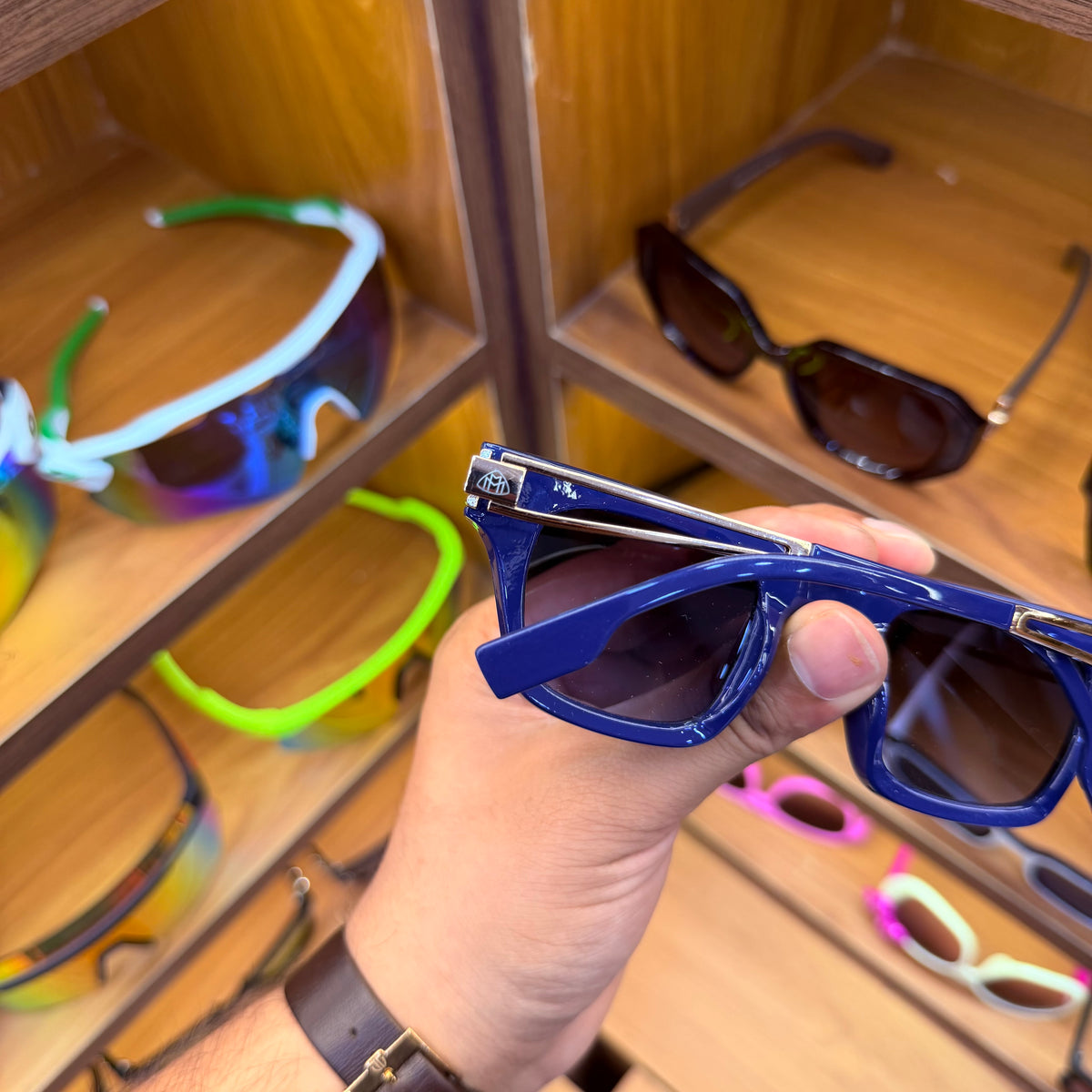 Maybach Blue Colour Square Premium Sunglasses