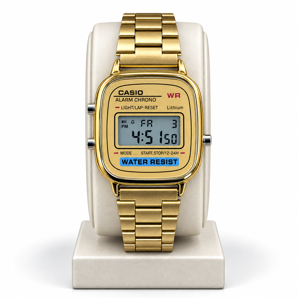Vintage Gold-Tone Digital Chronograph Watch | Alarm | Stop Watch