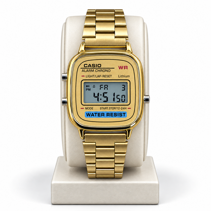 Vintage Gold-Tone Digital Chronograph Watch | Alarm | Stop Watch