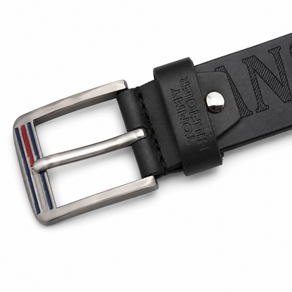 Tommy Hilfiger Classic 40 mm Black Embossed Leather Belt