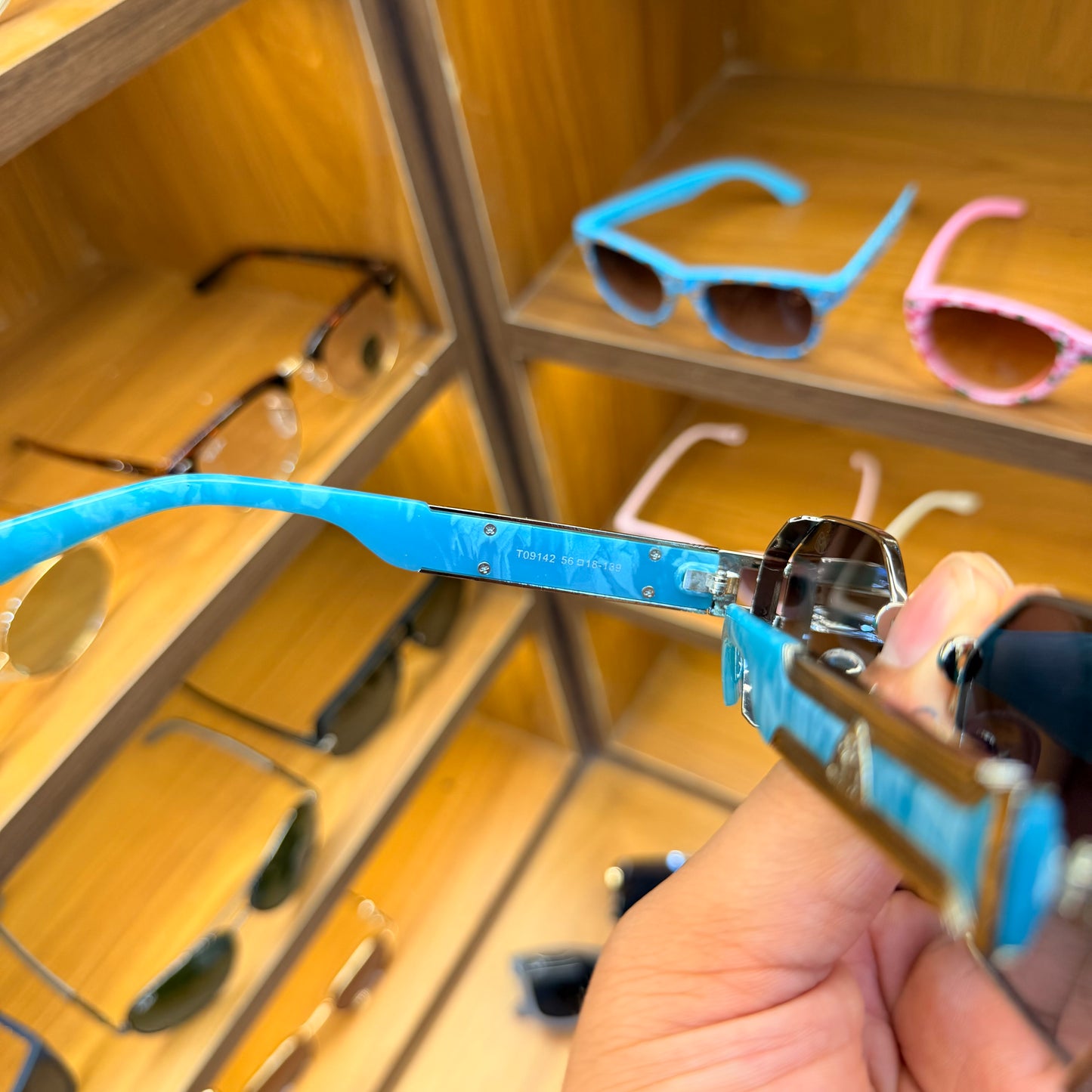 Maybach T09142 Modern Shape Blue Marble Strap Colour Premium Sunglasses
