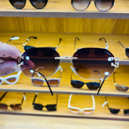 Cartier Oval Frameless Brown Shade Sunglasses