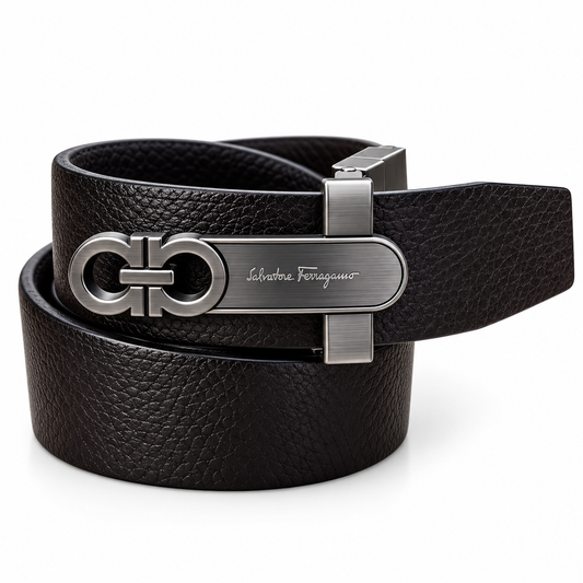 Salvatore Ferragamo-Style Reversible Belt – Silver Buckle