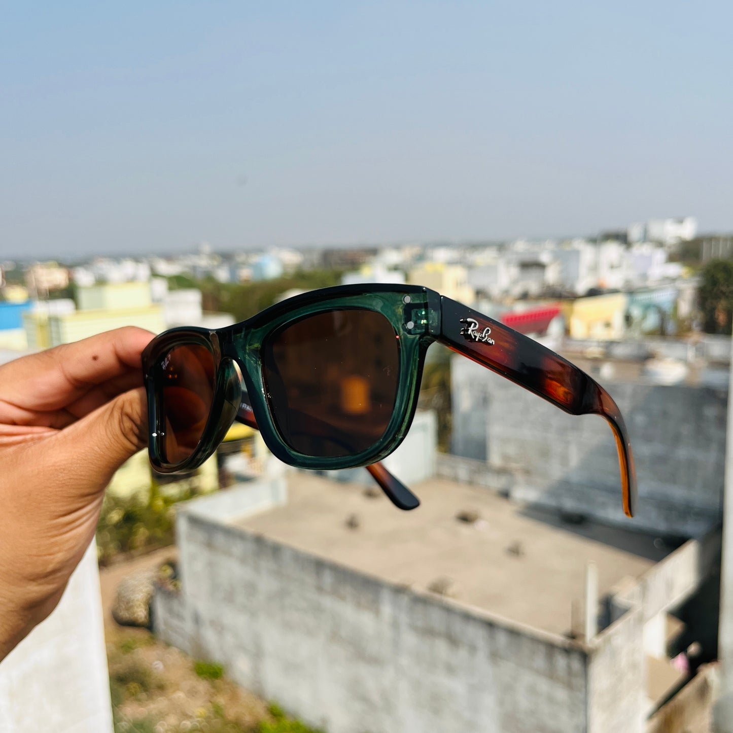 RB Reverse Trans Green - Brown Premium Fashion Sunglass