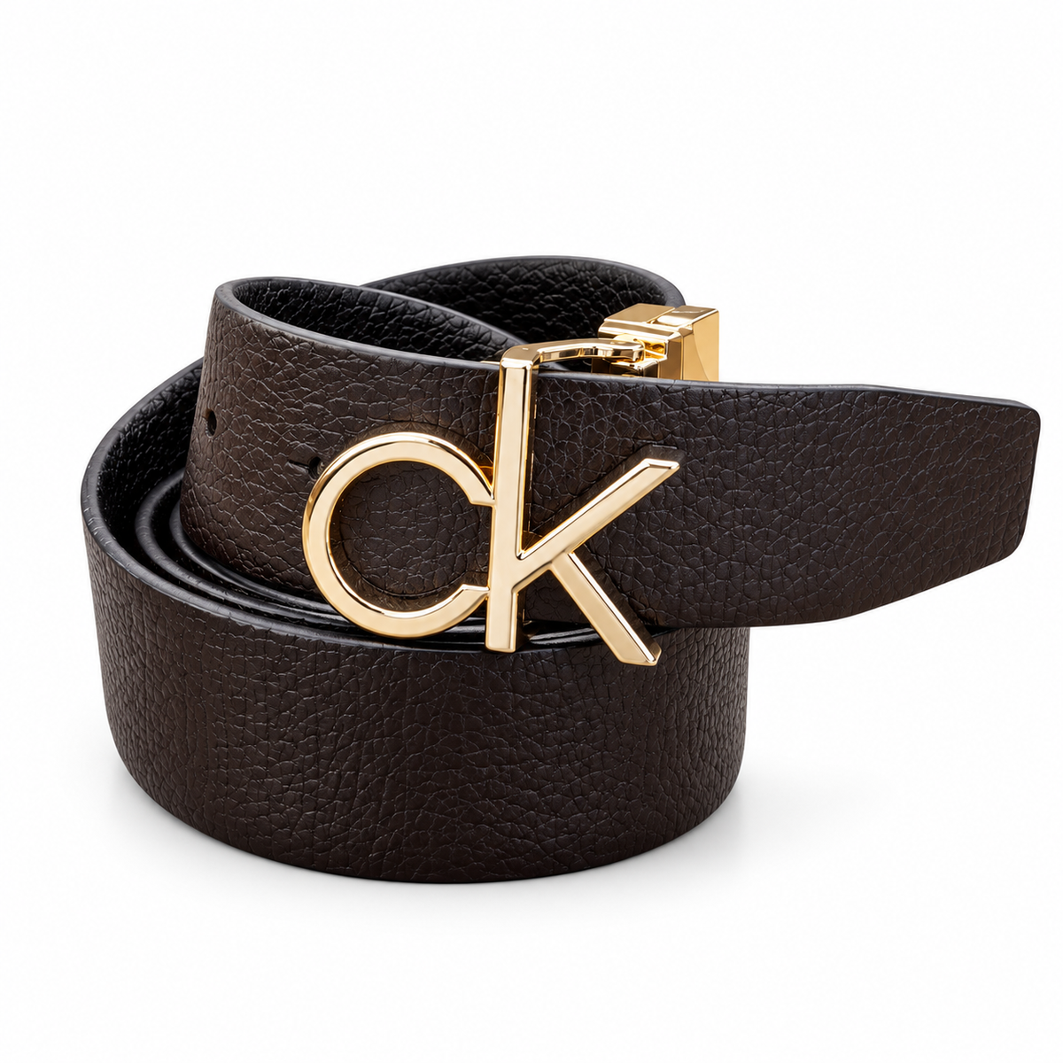 CK golden Buckle Reversible Black-Brown Premium Leather Belt