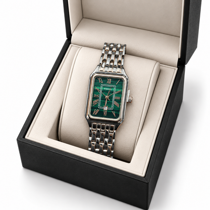 Fossil Emerald Green Two-Tone Rectangular Watch