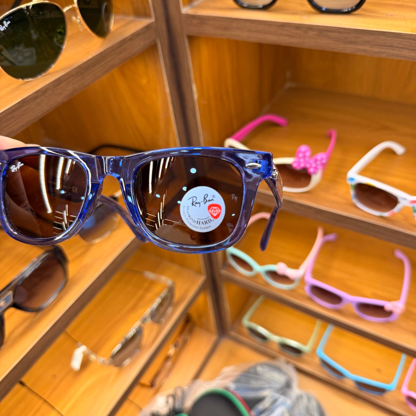 Ray Ban Trans Blue Brown Lens Wayfarer Polarised Classic Premium Sunglasses For Men’s & Women’s