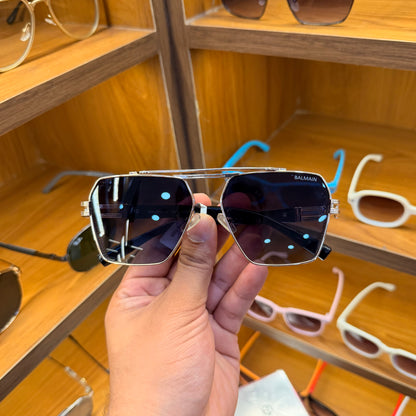 BALMAIN 5G68 Black Golden Metal Frame Premium Sunglasses