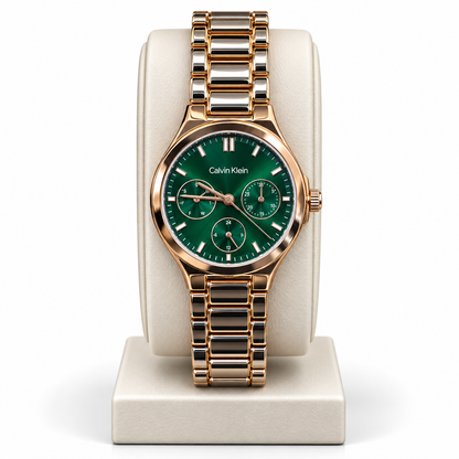 CK Green Rose Gold Chronograph Watch