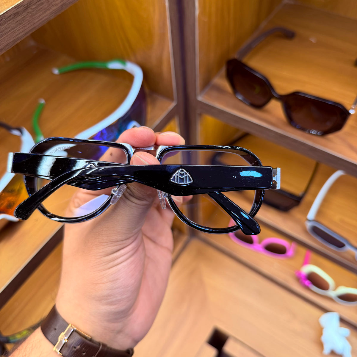 Maybach Aviator Style Transparent Lens Metal Frame Premium Sunglasses