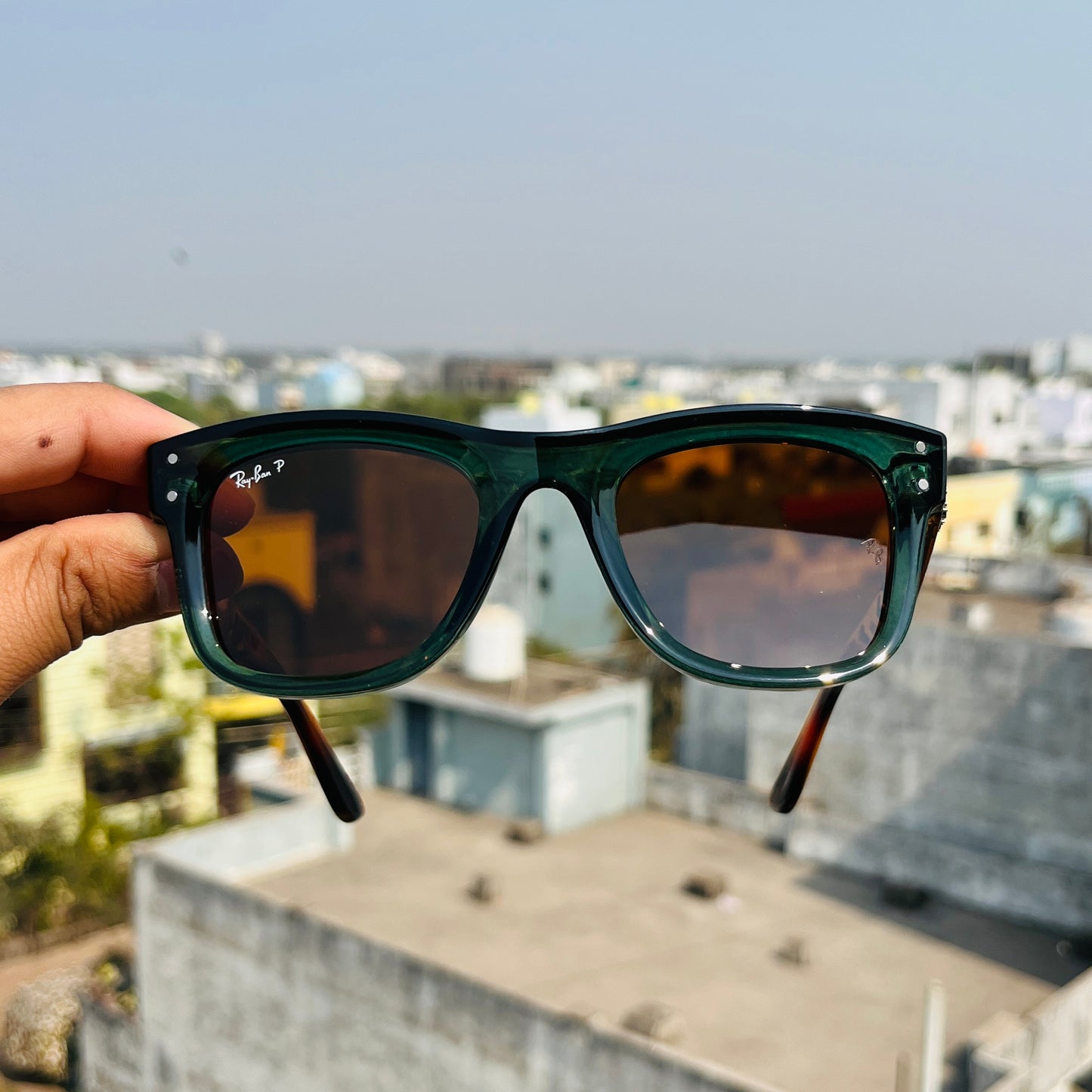 RB Reverse Trans Green - Brown Premium Fashion Sunglass