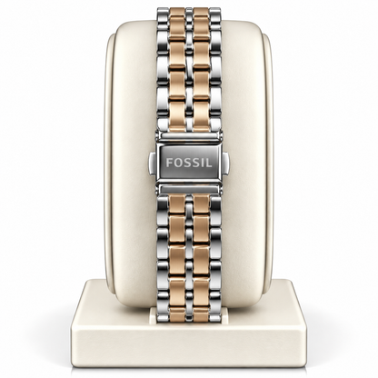 Fossil Harlow Analog Watch – Green Roman Numeral Dial, Two-Tone Rose Gold & Silver Stainless Steel Bracelet