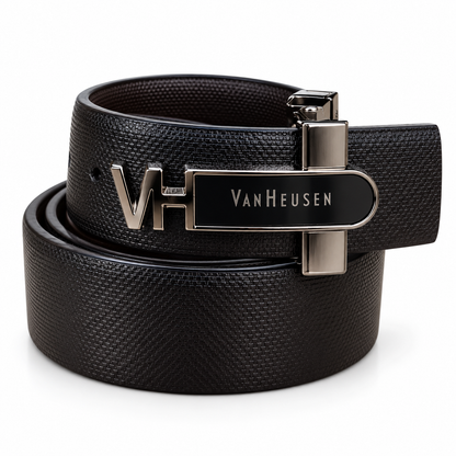 Van Heusen Reversible Black & Brown Textured Leather Belt for Men