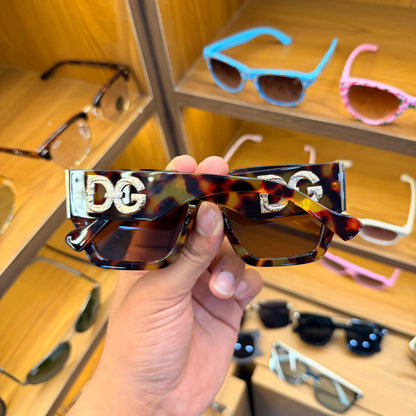 DOLCE & GABBANA 6147 Leopard Brown Rectangle Oversized Stylish Trendy Premium Sunglasses