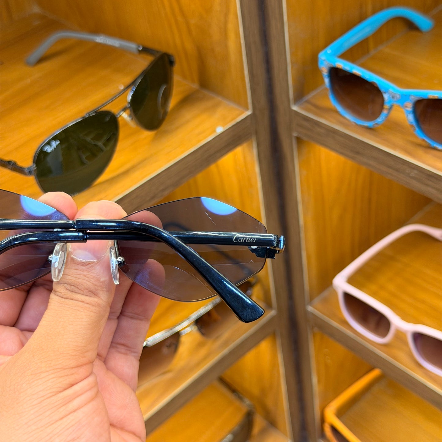 Cartier Black Colour Geomatic Frame-less Premium Sunglasses