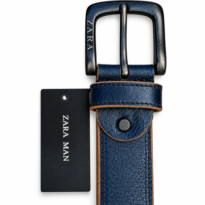 ZARA Navy Blue Trending Leather Belt