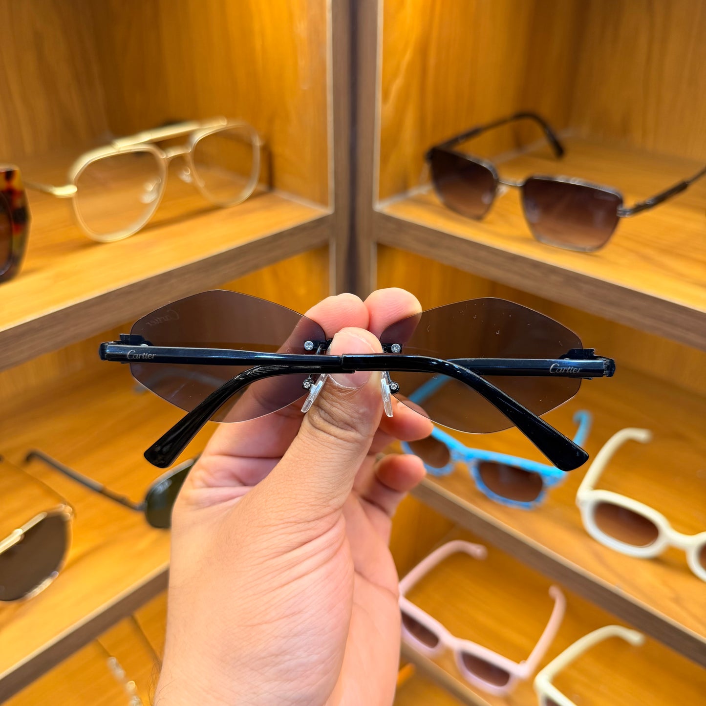 Cartier Black Colour Geomatic Frame-less Premium Sunglasses