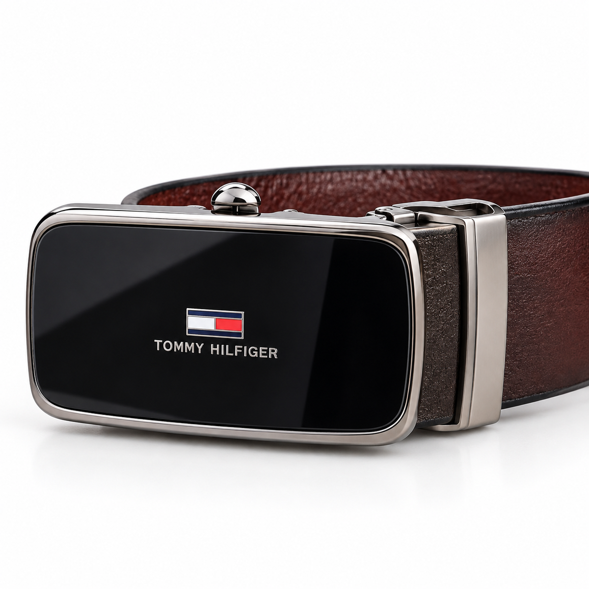 Tommy Hilfiger Premium Reversible Auto-Lock Leather Belt for Men – Brown & Black