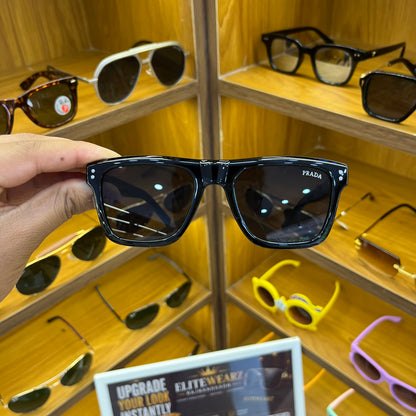 Prada Black Rectangle 3835 Unisex Sunglasses