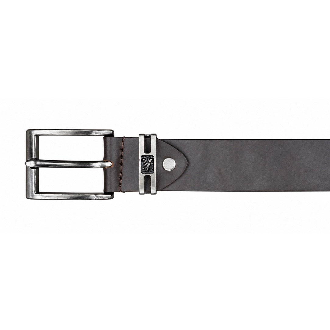 Van Husan Premium Black Leather Belt – Classic V Buckle