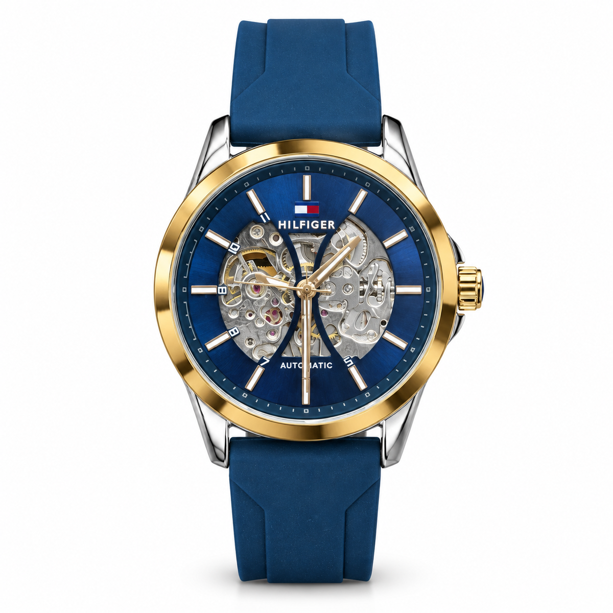 Tommy Hilfiger Blue Automatic Skeleton Dial Watch
