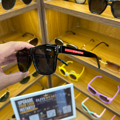Prada Black Rectangle 3835 Unisex Sunglasses