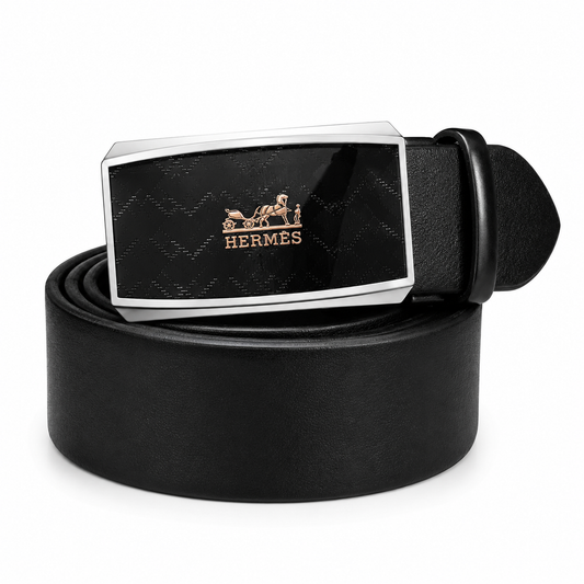 Hermès Black Patterned Automatic Belt