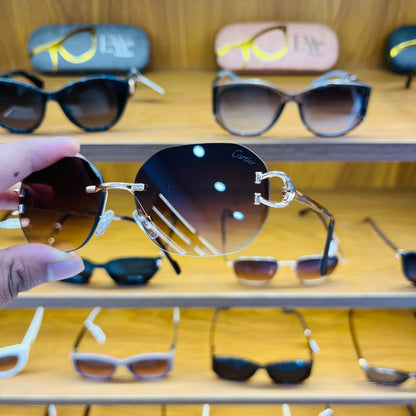 Cartier Oval Frameless Brown Shade Sunglasses