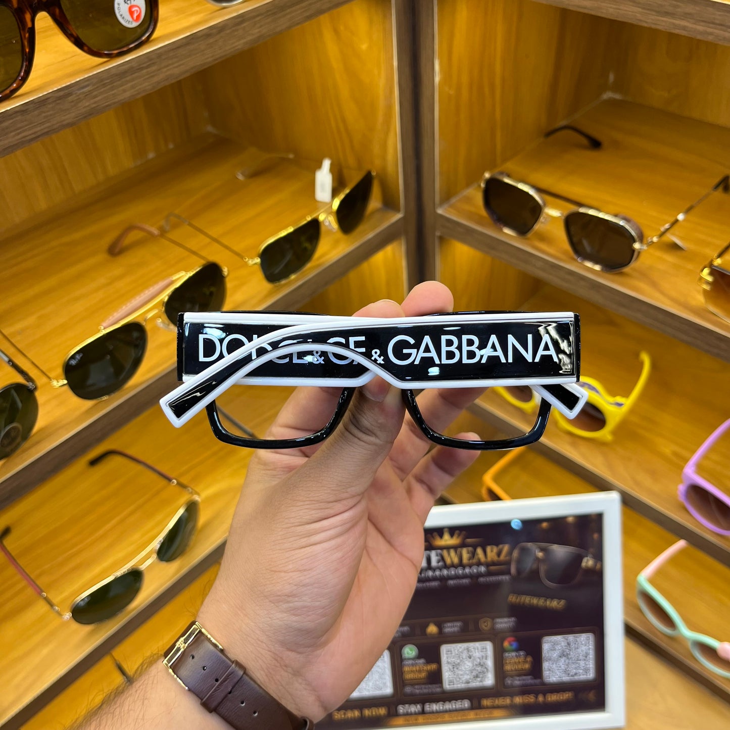 D&G Transparent Lens Black-White Frame Premium Sunglasses